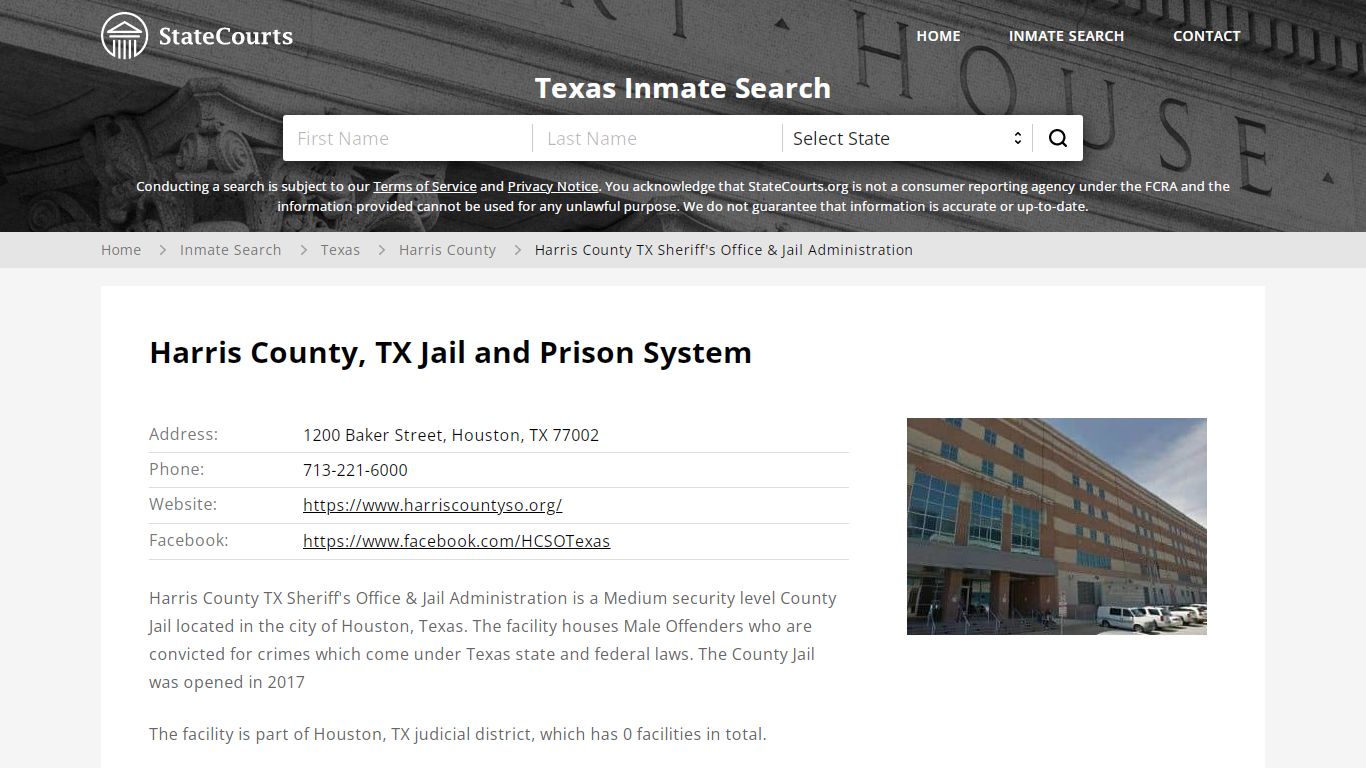 Harris County, TX Jail and Prison System - State Courts